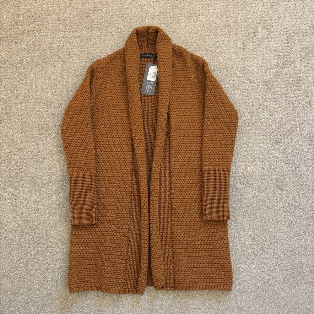 Irelands Eye Kilcoole Textured Coatigan Sweater Golden Size S Knit Cozy Cardigan